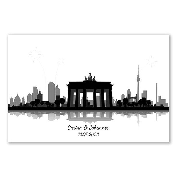 Fingerabdruck-Leinwand - Skyline Berlin Panorama - Fingerabdruck Leinwand
