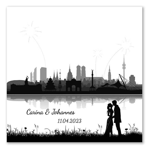 Fingerabdruck-Leinwand - Skyline München - Fingerabdruck Leinwand