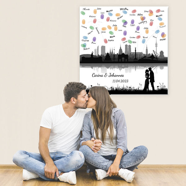 Fingerabdruck-Leinwand - Skyline München - Fingerabdruck Leinwand