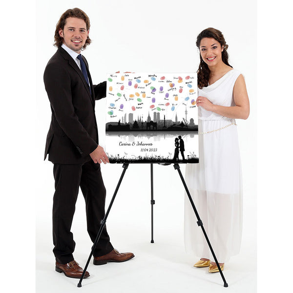 Fingerabdruck-Leinwand - Skyline München - Fingerabdruck Leinwand