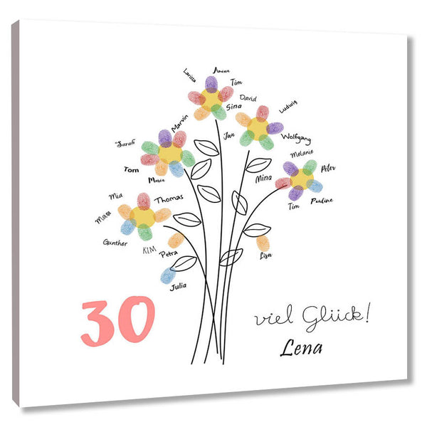 Fingerabdruck-Leinwand - Blumenstrauß - Fingerabdruck Leinwand