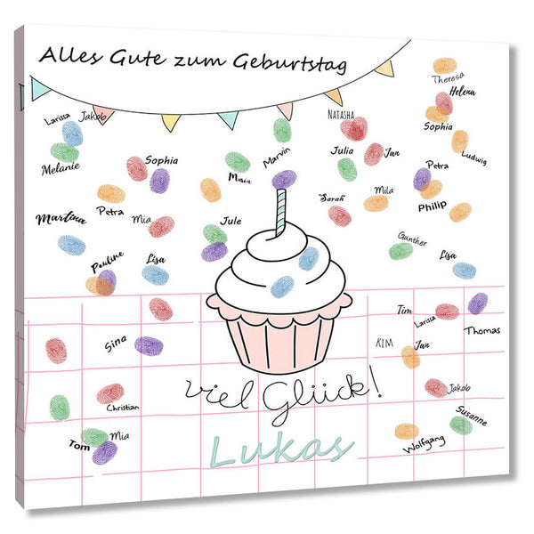 Fingerabdruck-Leinwand - Konfetti Cupcake - Fingerabdruck Leinwand
