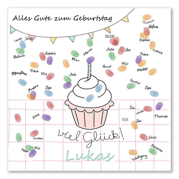 Fingerabdruck-Leinwand - Konfetti Cupcake - Fingerabdruck Leinwand