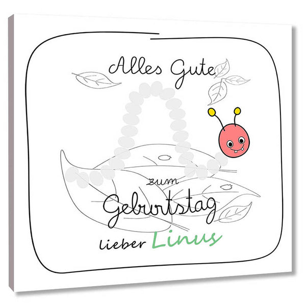 Fingerabdruck-Leinwand - Raupe - Fingerabdruck Leinwand