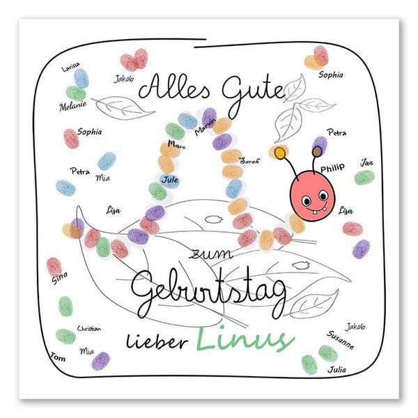 Fingerabdruck-Leinwand - Raupe - Fingerabdruck Leinwand