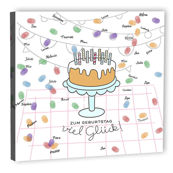 Fingerabdruck-Leinwand - Geburtstags Torte - Fingerabdruck Leinwand