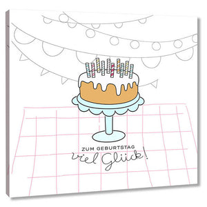 Fingerabdruck-Leinwand - Geburtstags Torte - Fingerabdruck Leinwand