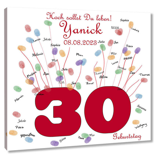 Fingerabdruck-Leinwand - 80. Geburtstag - Fingerabdruck Leinwand