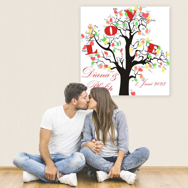 Fingerabdruck-Leinwand - Love-Baum Schwarz - Fingerabdruck Leinwand