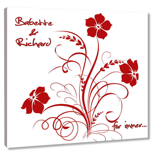 Fingerabdruck-Leinwand - Blume Rot - Fingerabdruck Leinwand