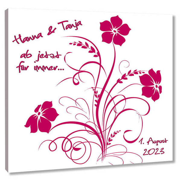 Fingerabdruck-Leinwand - Blume Rosa - Fingerabdruck Leinwand