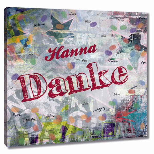 Fingerabdruck-Leinwand - Danke - Fingerabdruck Leinwand