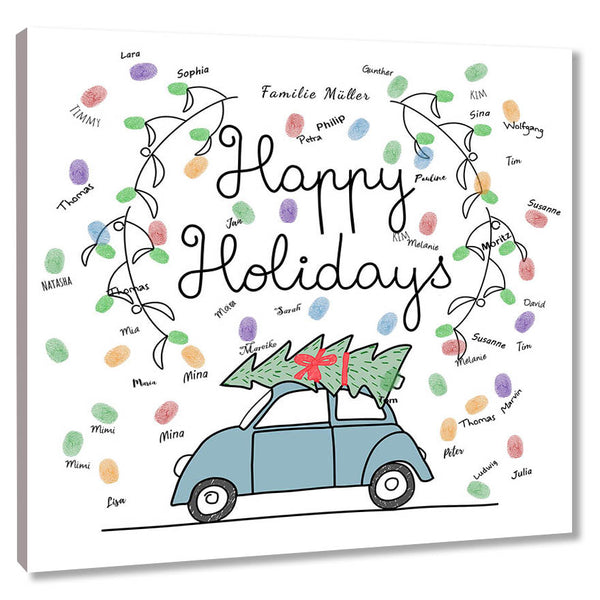 Fingerabdruck-Leinwand - Happy Holiday - Fingerabdruck Leinwand