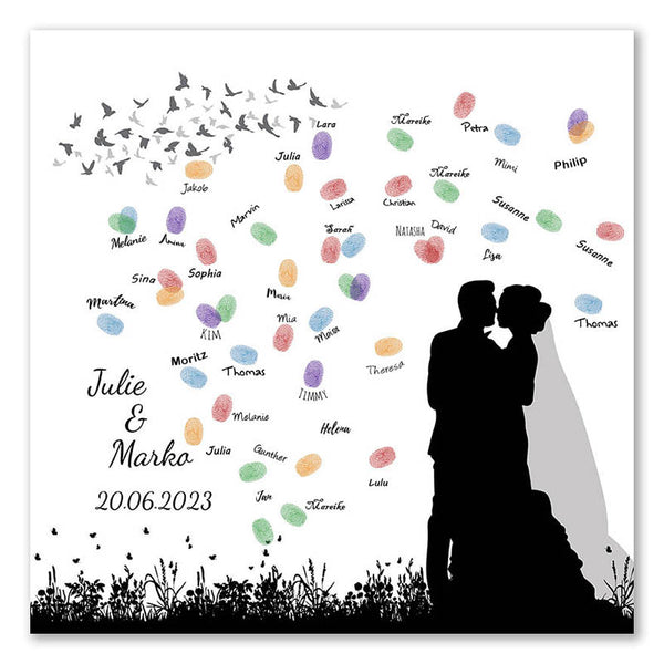 Fingerabdruck-Leinwand - Hochzeitspaar - Fingerabdruck Leinwand