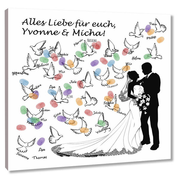 Fingerabdruck-Leinwand - Tauben - Fingerabdruck Leinwand