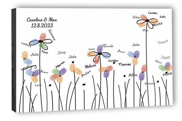 Fingerabdruck-Leinwand - Blumenwiese - Fingerabdruck Leinwand