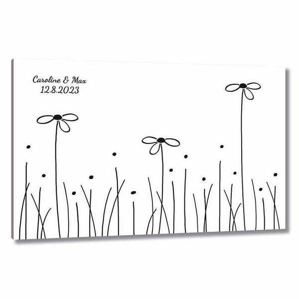 Fingerabdruck-Leinwand - Blumenwiese - Fingerabdruck Leinwand