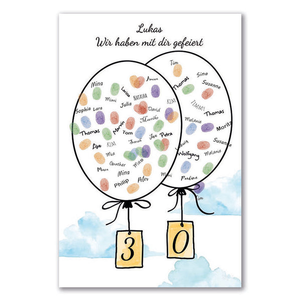 Fingerabdruck-Leinwand - Luftballons - Fingerabdruck Leinwand