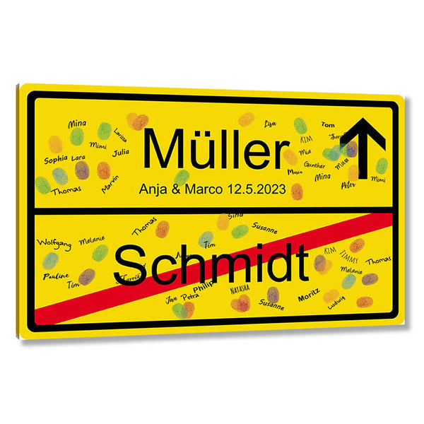 Fingerabdruck-Leinwand - Ortsschild - Fingerabdruck Leinwand