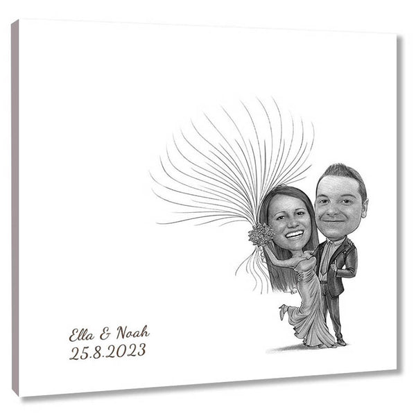 Fingerabdruck-Leinwand - Hochzeitspaar mit Ballons (fpca2059) - Fingerabdruck Leinwand