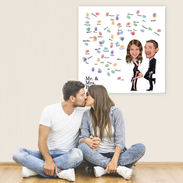 Fingerabdruck-Leinwand - Hochzeitspaar Mr und Mrs (fpca889) - Fingerabdruck Leinwand