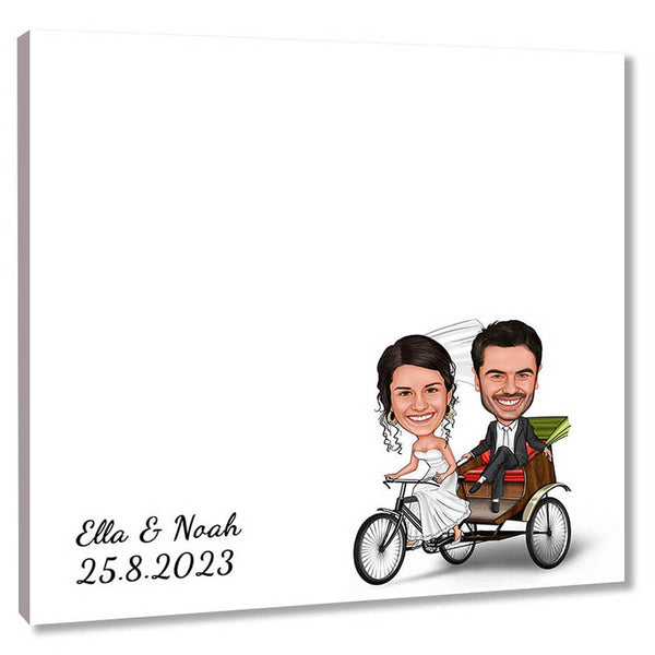Fingerabdruck-Leinwand - Hochzeitspaar Fahrrad (fpca979) - Fingerabdruck Leinwand