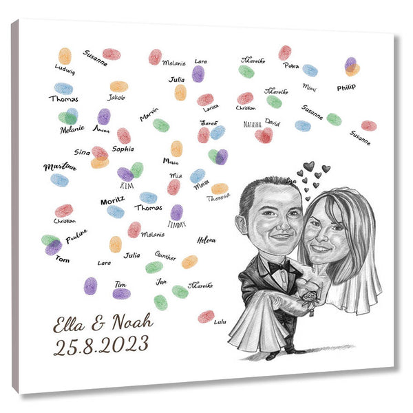 Fingerabdruck-Leinwand - Hochzeitspaar Getragen (fpca1001) - Fingerabdruck Leinwand