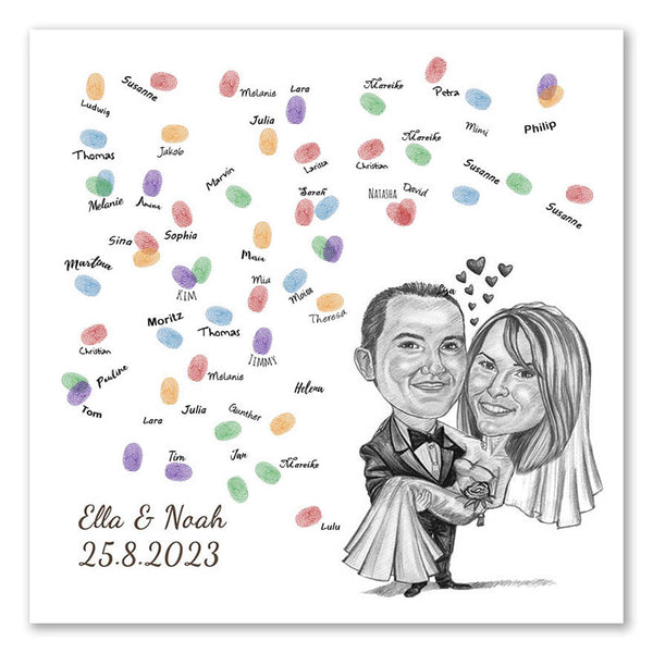 Fingerabdruck-Leinwand - Hochzeitspaar Getragen (fpca1001) - Fingerabdruck Leinwand