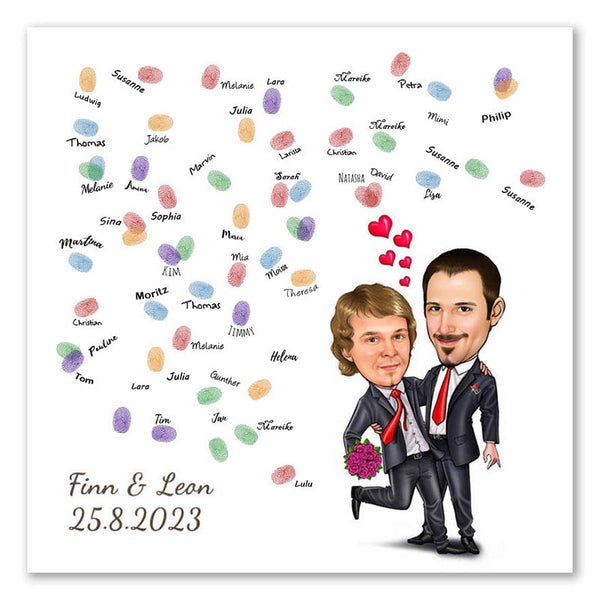 Fingerabdruck-Leinwand - Hochzeitspaar 2 Männer (fpca1003) - Fingerabdruck Leinwand