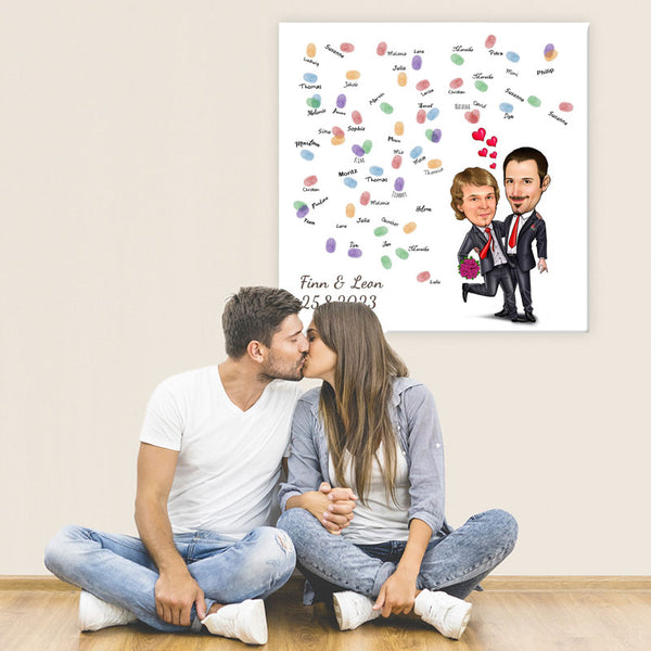 Fingerabdruck-Leinwand - Hochzeitspaar 2 Männer (fpca1003) - Fingerabdruck Leinwand