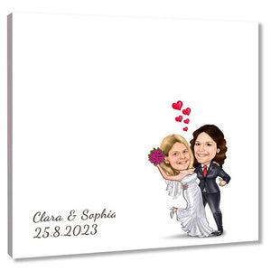 Fingerabdruck-Leinwand - Hochzeitspaar 2 Frauen (fpca1003) - Fingerabdruck Leinwand