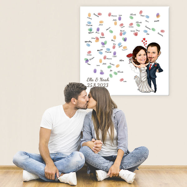Fingerabdruck-Leinwand - Hochzeitspaar (fpca1004) - Fingerabdruck Leinwand