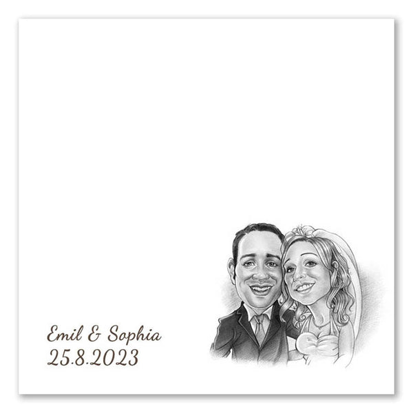 Fingerabdruck-Leinwand - Hochzeitspaar Karikatur (fpca1143) - Fingerabdruck Leinwand