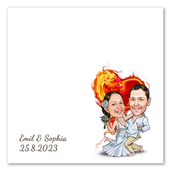 Fingerabdruck-Leinwand - Hochzeitspaar Feuerherz (fpca1207) - Fingerabdruck Leinwand