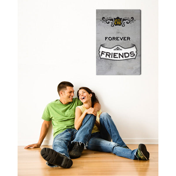 Spruch auf Leinwand - Forever Friends - Witziger Spruch auf Leinwand