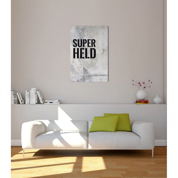 Spruch auf Leinwand - Superheld - Witziger Spruch auf Leinwand