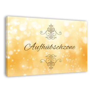 Spruch auf Leinwand - Aufhübschzone - Witziger Spruch auf Leinwand