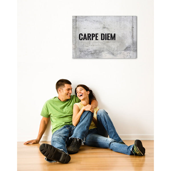 Spruch auf Leinwand - Carpe Diem Stein - Witziger Spruch auf Leinwand