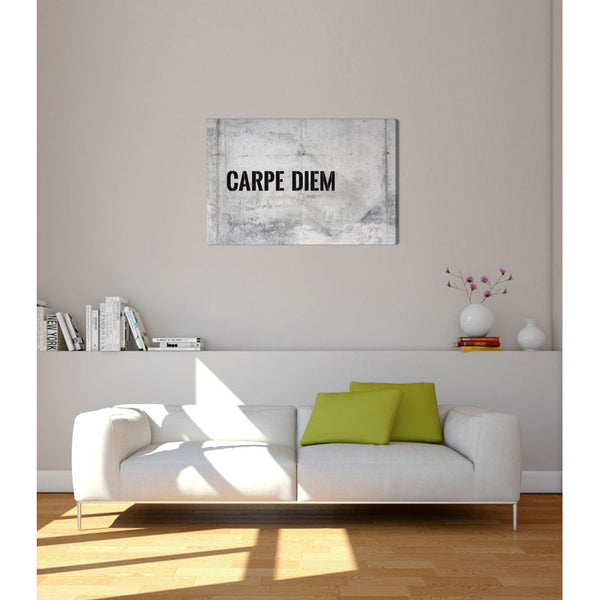 Spruch auf Leinwand - Carpe Diem Stein - Witziger Spruch auf Leinwand