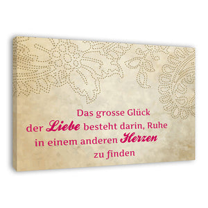 Spruch auf Leinwand - Das grosse Glück - Witziger Spruch auf Leinwand