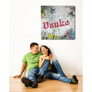 Spruch auf Leinwand - Danke - Witziger Spruch auf Leinwand